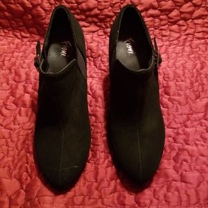 Black buckled ankle boots